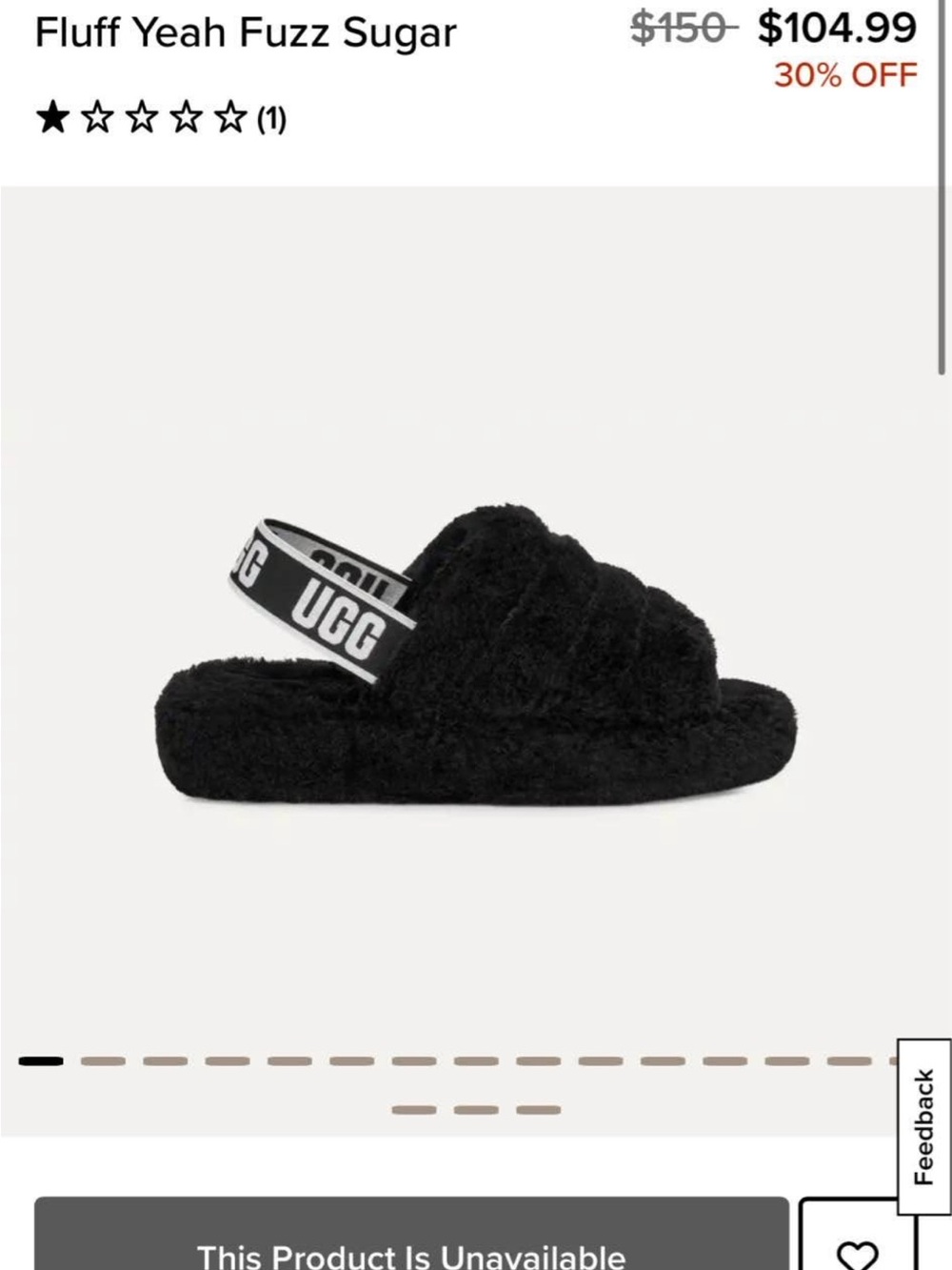 UGG Black Fluff Yeah Fuzz Slide with Branded Heel Strap
